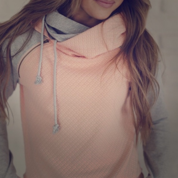 DoubleHood hoodie by Ampersand Ave - Quilted Peach - Picture 2 of 4